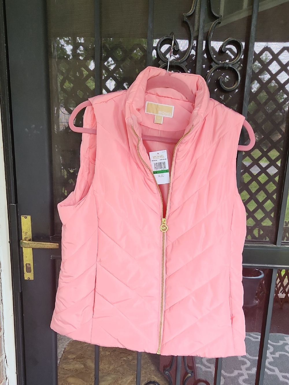 Michael Kors Coral Pink Quilted Puffer Vest